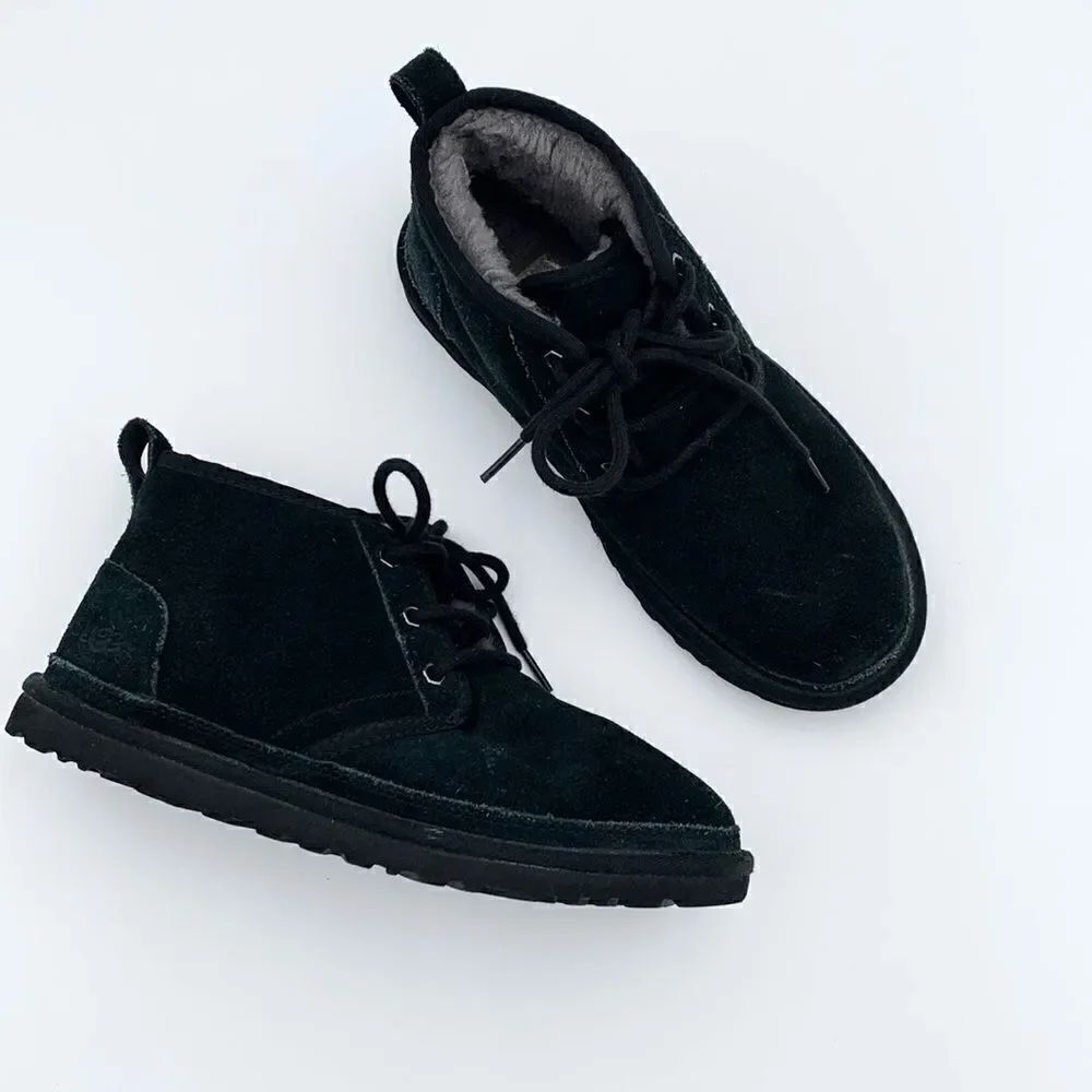 UGG Neumel black suede leather shearling wool lined ankle boots men’s size 7
